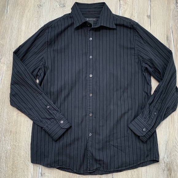 INC International Concepts Black Button Down Shirt Sz Large - Picture 1 of 8